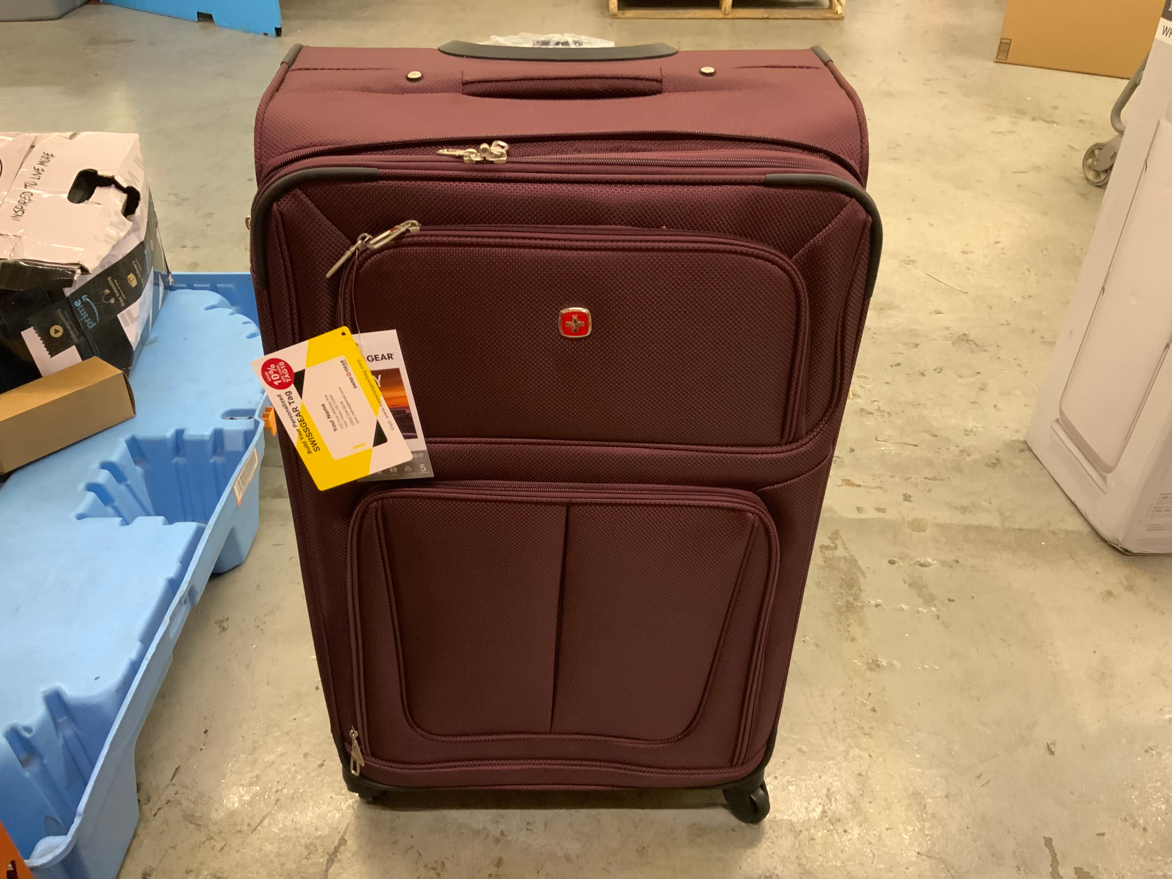 SwissGear Sion Softside Expandable Luggage, Merlot, Checked-Large 29-Inch (8082354733294)